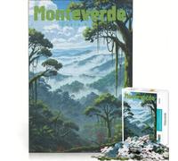 Adults 1000 Pieces Puzzle Monteverde Cloud Forest | Birthday present educational challenge with Matching Poster and Trivia Sheet 38x52cm