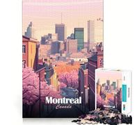 Adults 1000 Pieces Puzzle Montreal Canada Cityscape with Cherry Blossoms Sharp Edge Game Mind Skill Fun Quiet Play Game Christmas Calm Gift (38x26cm)