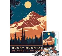 Adults 1000 Pieces Puzzle Moon Over Rocky Mountain Family Games Brain Intelligence Challenge Addictive Toys Funny Gifts Home Decoration (Size 50x75cm)