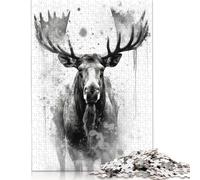 Adults 1000 Pieces Puzzle Moose Beauty Watercolor Puzzle Adult Jigsaw Puzzle Family Entertainment Toys 1000pcs (75x50cm)