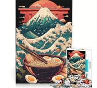 Adults 1000 Pieces Puzzle Mount Fuji Ramen Bowl Toy Wall Decor Fun at Home Activities Improving Love between Couples 38x52cm
