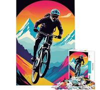 Adults 1000 Pieces Puzzle Mountain Biker Landscape for Educational Game Challenging Game Toys Great Gifts for Games Family Activities (Size 75x50cm)