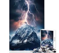 Adults 1000 Pieces Puzzle Mountain Lightning Storm Toy Wall Decor Gifts for Women Men Family Games Artists' Collection, Fine Arts Size 38x52cm