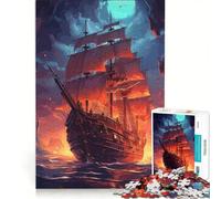 Adults 1000 Pieces Puzzle Mysterious Pirate Ship Toy Wall Decor Fun at Home Activities Improving Love between Couples 50x75cm