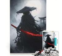 Adults 1000 Pieces Puzzle Mystic Ghost Samurai︰ Red Katana Legend Relaxing Games Parent-child Interaction Birthday Present,Travel Gifts 50x75cm