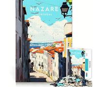 Adults 1000 Pieces Puzzle Nazaré, Portugal Street View Sharp Edge Game Mind Skill Fun Quiet Play Game Christmas Calm Gift (38x52cm)