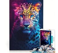 Adults 1000 Pieces Puzzle Neon Animals Jaguar Toy Wall Decor Fun at Home Activities Improving Love between Couples 50x75cm