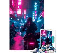 Adults 1000 Pieces Puzzle Neon City Riders Family Games Brain Intelligence Challenge Addictive Toys Funny Gifts Home Decoration (Size 38x52cm)