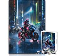 Adults 1000 Pieces Puzzle Neon Rider Enjoyful Peaceful Spare Time Exact Precision Fit Play Toy Size 50x75cm