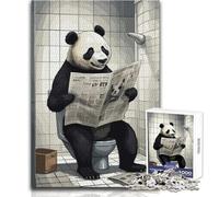 Adults 1000 Pieces Puzzle Panda on The Toilet Enjoyful Peaceful Spare Time Exact Precision Fit Play Toy Size 38x52cm