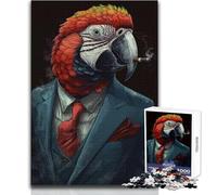 Adults 1000 Pieces Puzzle Parrot Suit Smoking Enjoyful Peaceful Spare Time Exact Precision Fit Play Toy Size 50x75cm
