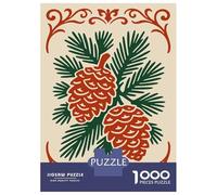Adults 1000 Pieces Puzzle Pinecones And Pine Needles with Ornate Border Jigsaws for Adults Anti-Stress Toys Precision Cutting Gifts for Friends And Family 38x26cm/1000pcs