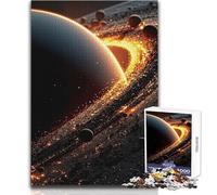 Adults 1000 Pieces Puzzle Planetary Ring System with Glowing Particles Enjoyful Peaceful Spare Time Exact Precision Fit Play Toy Size 38x26cm