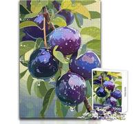 Adults 1000 Pieces Puzzle Plums on The Branch with Water Drops Relaxing Gentle Leisure Pursuit Fine Smooth Cut Craft Toy Size 50x75cm