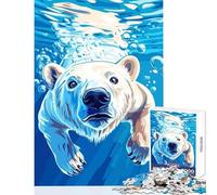 Adults 1000 Pieces Puzzle Polar Bear Swimming Underwater Illustration Puzzles for Teenagers Analysis And Logic Wishlist with Santa Claus Learning Educational Toys (50x75cm)