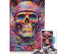 Adults 1000 Pieces Puzzle Psychedelic Skull Soldier Relaxing Games Parent-child Interaction Birthday Present,Travel Gifts 50x75cm