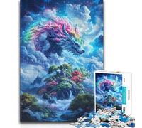 Adults 1000 Pieces Puzzle Rainbow Wolf in The Clouds Birthday Present Hands-on Game for 14+ Puzzle Game Offered (size 38x52cm)