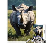 Adults 1000 Pieces Puzzle Rhinoceros Animals Jigsaws for Adults Puzzle Stress Reliever Difficult And Challenge Toys Educational Games (50x75cm)