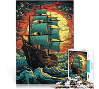 Adults 1000 Pieces Puzzle Sailing into Sunset~ Made of cardboard for age 14 years and over Antistress Vacation at home Killing time Family Fun Gift。size：26x38cm/10.24x14.96inch