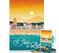 Adults 1000 Pieces Puzzle Saint Jean De Luz Poster Sharp Edge Game Mind Skill Fun Quiet Play Game Christmas Calm Gift (38x52cm)