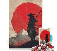 Adults 1000 Pieces Puzzle Samurai Warrior with Rising Sun Relaxing Games Parent-child Interaction Birthday Present,Travel Gifts 38x52cm
