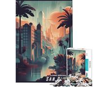 Adults 1000 Pieces Puzzle San Diego Downtown View for Educational Game Challenging Game Toys Great Gifts for Games Family Activities (Size 75x50cm)