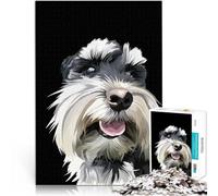 Adults 1000 Pieces Puzzle Schnauzer tongue out vecto Stress Reliever Staycation Kill time Artists Collection, Fine Art 50x70cm