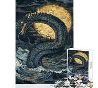 Adults 1000 Pieces Puzzle Sea Serpent Under Moon Practical Game Suitable for Couples Anti-Stress Toys Train Your Brain And Hands (50x75cm)