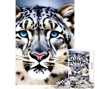 Adults 1000 Pieces Puzzle Snow Leopard with Piercing Blue Eyes Portrait Jigsaws for Adults Puzzle Stress Reliever Difficult And Challenge Toys Educational Games (38x52cm)