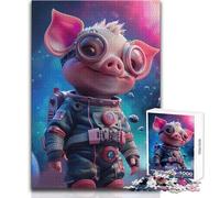 Adults 1000 Pieces Puzzle Space Suit Piglet Enjoyful Peaceful Spare Time Exact Precision Fit Play Toy Size 38x52cm