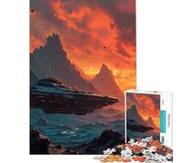 Adults 1000 Pieces Puzzle Spaceship Unknown Planet for Educational Game Challenging Game Toys Great Gifts for Games Family Activities (Size 38x52cm)