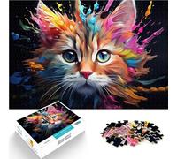 Adults 1000 Pieces Puzzle Splash cat Spielzeug-Intellektuelles Spiel Lustige Aktivitäten für zu Hause, Geburtstagsgeschenk, Reisegeschenk,52x38cm