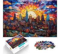Adults 1000 Pieces Puzzle Stained Glass Kansas City Made of cardboard for age 14 years and over Puzzle game Offered as gifts for the whole family。size:26x38cm/10.24x14.96inch