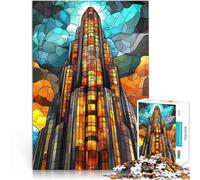 Adults 1000 Pieces Puzzle Stained Glass Skyscraper Geschenke zum Suchbegriff: "Herausfordernde Spiele" Perfekte Dekoration52x38cm