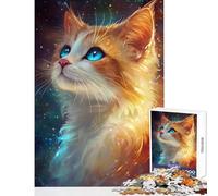 Adults 1000 Pieces Puzzle Starry Cat Gaze - Practical Game Suitable for Couples Anti-Stress Toys Train Your Brain And Hands (38x26cm)