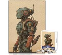 Adults 1000 Pieces Puzzle Steampunk Robot Illustration Enjoyful Peaceful Spare Time Exact Precision Fit Play Toy Size 38x26cm