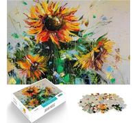 Adults 1000 Pieces Puzzle Sunflowers trio Stressabbau Staycation Zeit totschlagen einzigartiges Herausforderungsspiel52x38cm
