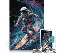 Adults 1000 Pieces Puzzle Surfing Astronaut Space Anspruchsvolles Spiel und Familienspaß Heimdekoration38x26cm