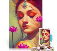 Adults 1000 Pieces Puzzle The Lotus Woman Lernspiel-Herausforderungsspielzeug Verbessern Sie das Gedächtnis52x38cm