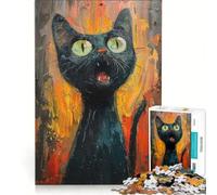 Adults 1000 Pieces Puzzle The Screaming Cat Brain Teaser Game Birthday Present Suitable for Desktop Decoration 38x52cm