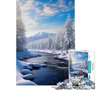 Adults 1000 Pieces Puzzle The Winter Wonder River Educational Challenge Wall Decoration Anti-Stress Toys for And 14 Years And over (38x52cm)