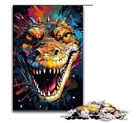 Adults 1000 Pieces Puzzle There Are Lots of Colorful Splashes Around The Crocodil DIY Puzzle Toys Great Gifts for Christmas for Teenager Age 14+ 75x50cm