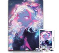 Adults 1000 Pieces Puzzle Transparent Anime Girl Enjoyful Peaceful Spare Time Exact Precision Fit Play Toy Size 38x52cm