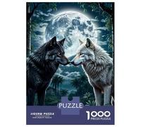 Adults 1000 Pieces Puzzle Two Wolf in Forest Moon Jigsaws for Adults Anti-Stress Toys Precision Cutting Gifts for Friends And Family 38x26cm/1000pcs