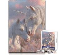 Adults 1000 Pieces Puzzle Unicorns in A Pastel Meadow Relaxing Gentle Leisure Pursuit Fine Smooth Cut Craft Toy Size 38x26cm