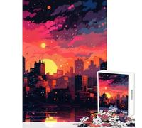 Adults 1000 Pieces Puzzle Urban Sunset Jigsaws for Adults Puzzle Stress Reliever Difficult And Challenge Toys Educational Games (38x26cm)