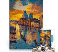 Adults 1000 Pieces Puzzle Venice Sunset Canal Made of wood，Suitable for ages 14 and up Relax Games Games Toys Gift。size：50x75cm/14.96x20.47inch