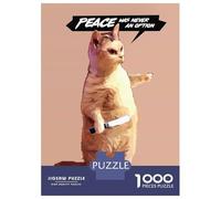 Adults 1000 Pieces Puzzle WAR MONGERING CAT Adult Jigsaw Puzzle Family Games Staycation Kill Time Birthday Present, Gifts, 70x50cm/1000pcs
