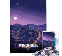 Adults 1000 Pieces Puzzle Windhoek Namibia Cityscape at Night for Educational Game Challenge Toy for Educational Game Home Art Decor Art Work Gifts (Size 38x52cm)
