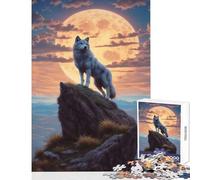 Adults 1000 Pieces Puzzle Wolf on Top of A Hill Jigsaws for Adults Puzzle Stress Reliever Difficult And Challenge Toys Educational Games (38x26cm)